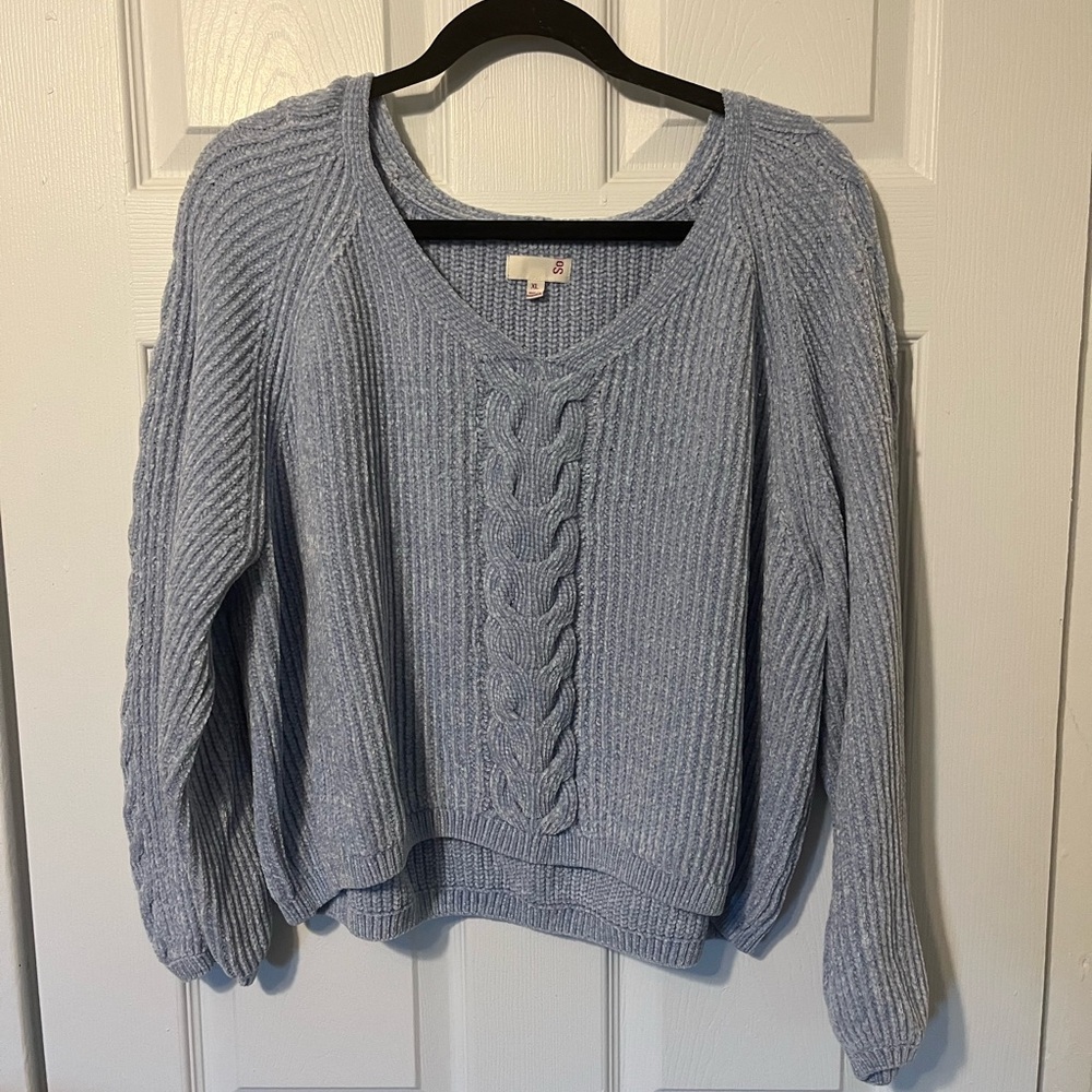 Women's Blue Cable Knit Sweater